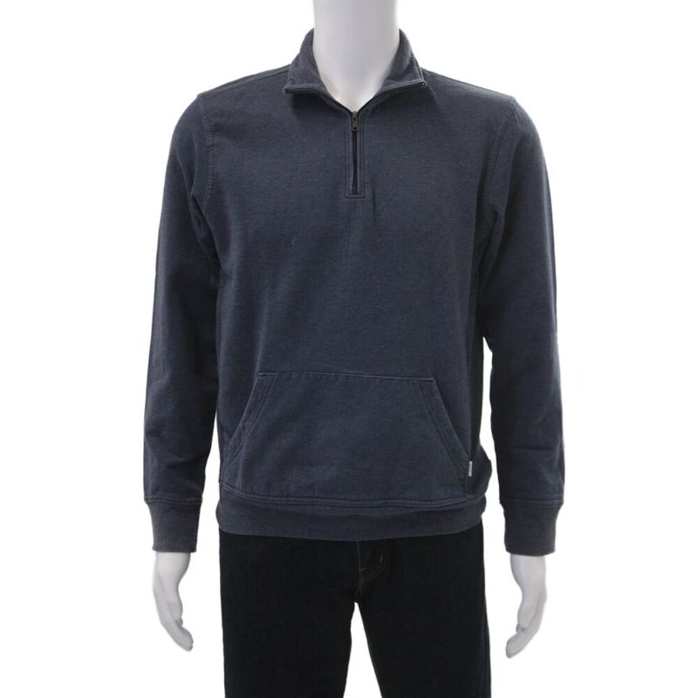 ONIA Mens Dark Blue Henley Sweatshirt Mock Neck Zip Long Sleeve Size S